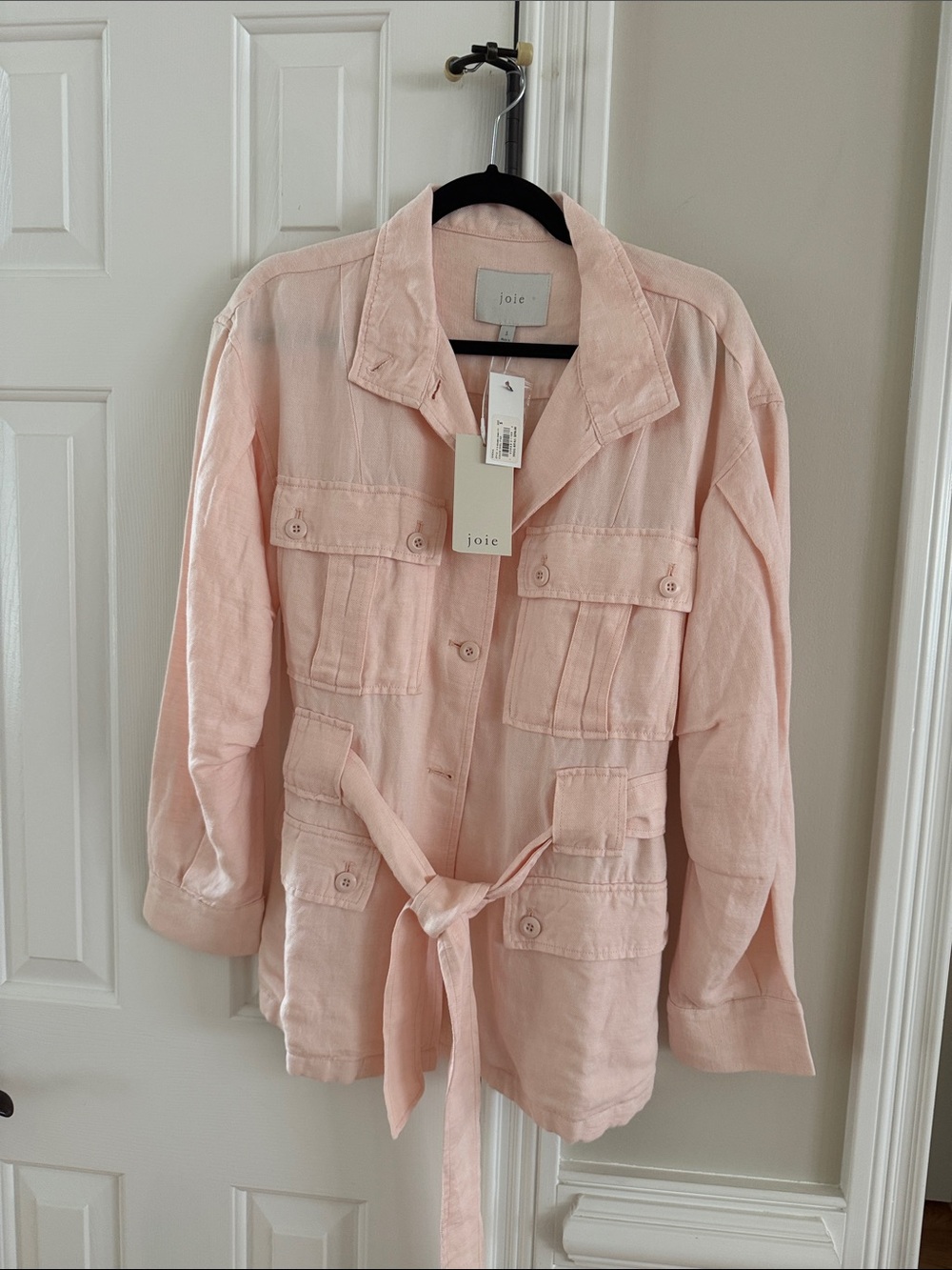 NWT Joie Blush Pink Utility Jacket with Waist Tie SZ S